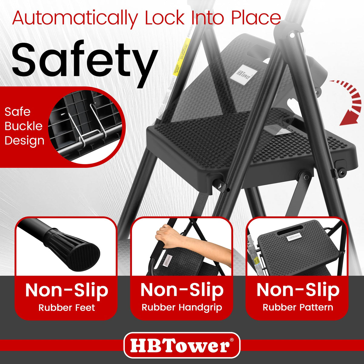 Folding Step Ladder with Anti-Slip Pedal M96636