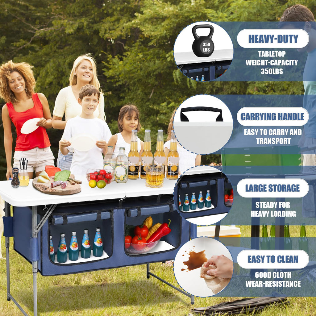 Foldable Camping Table with Storage I95159
