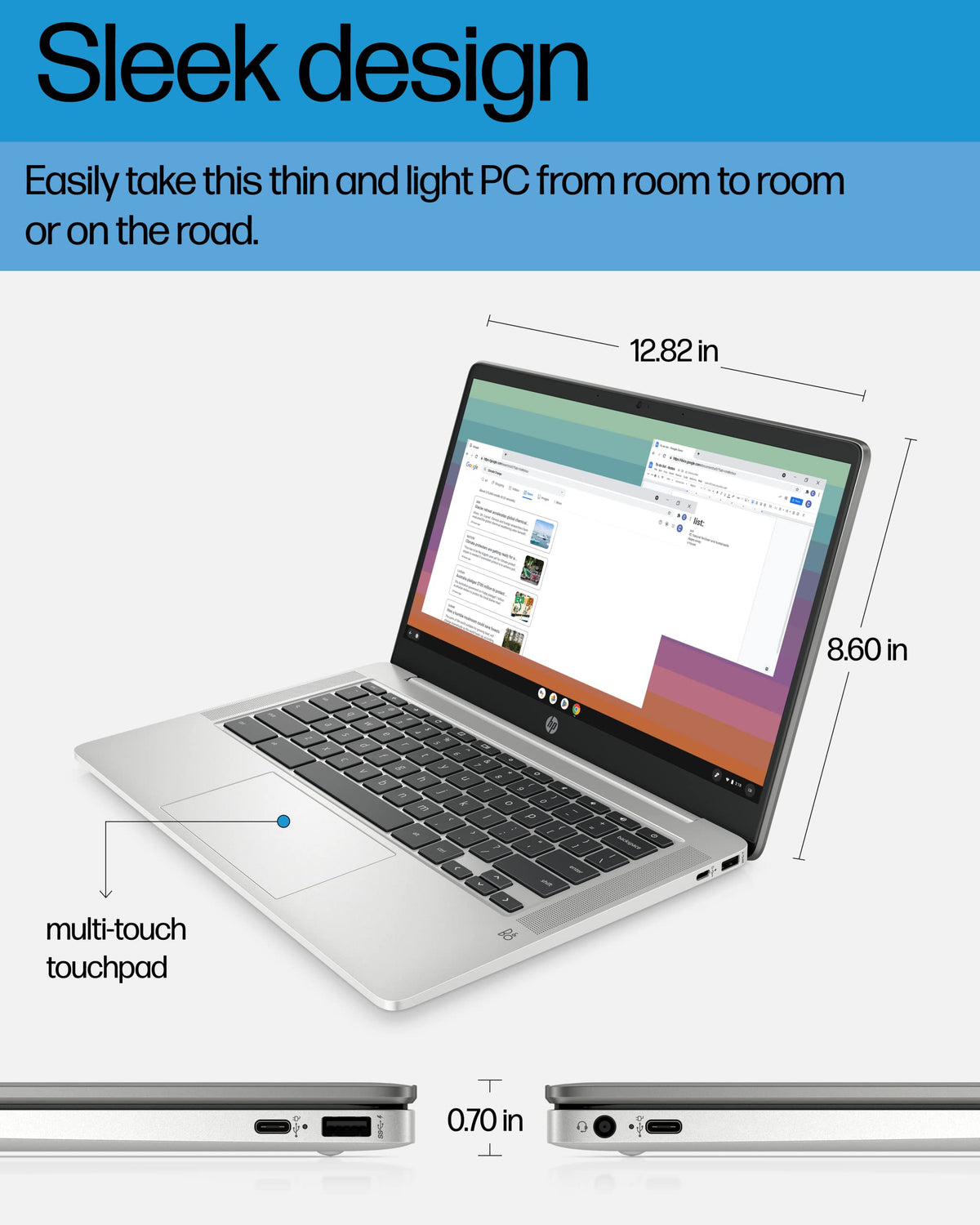 14 Laptop, Intel Celeron N4120, 4 GB RAM, 64 GB eMMC, Chrome OS, Mineral Silver Z546