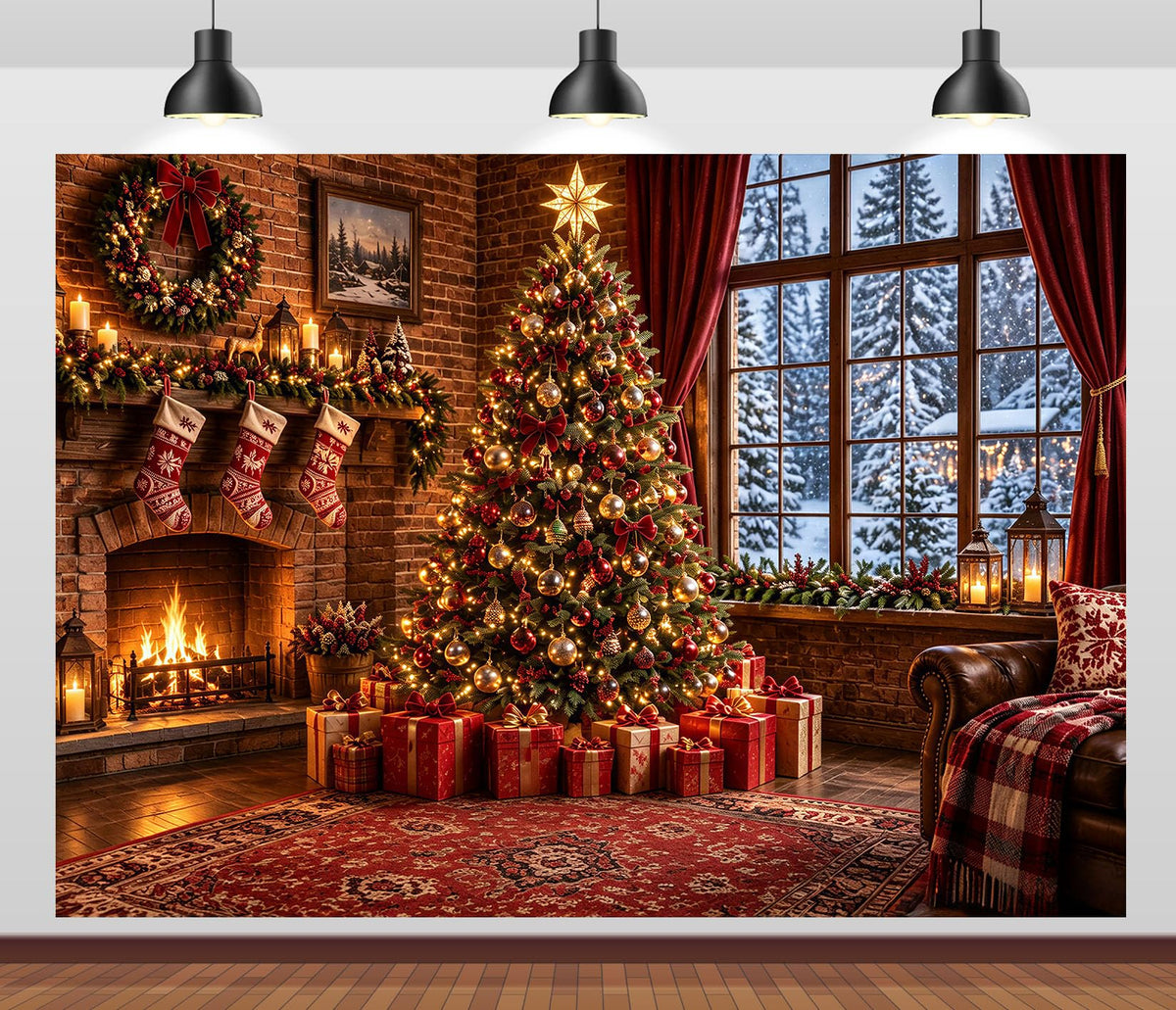 Fabric Christmas Window Backdrop H632500