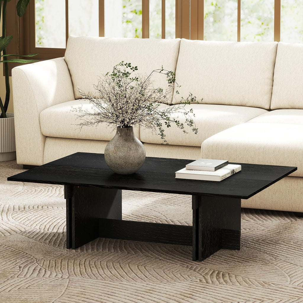 48" Rustic Wood Coffee Table with Geometric Base S842338