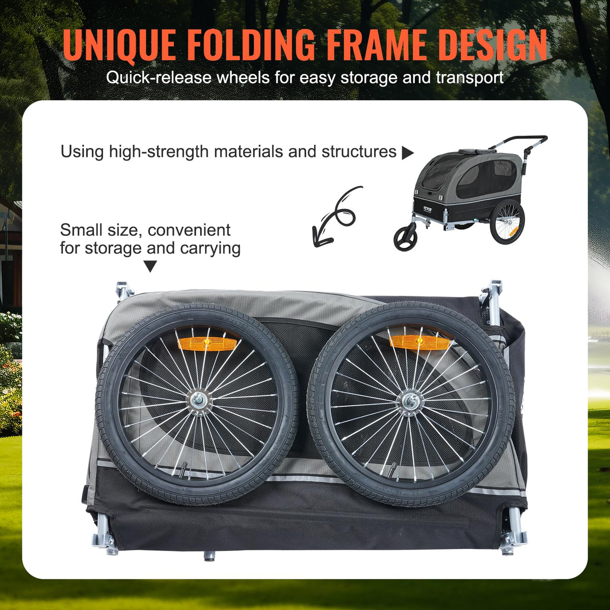Dog Bike Trailer 2-in-1 Pet Stroller Bicycle Carrier S3654