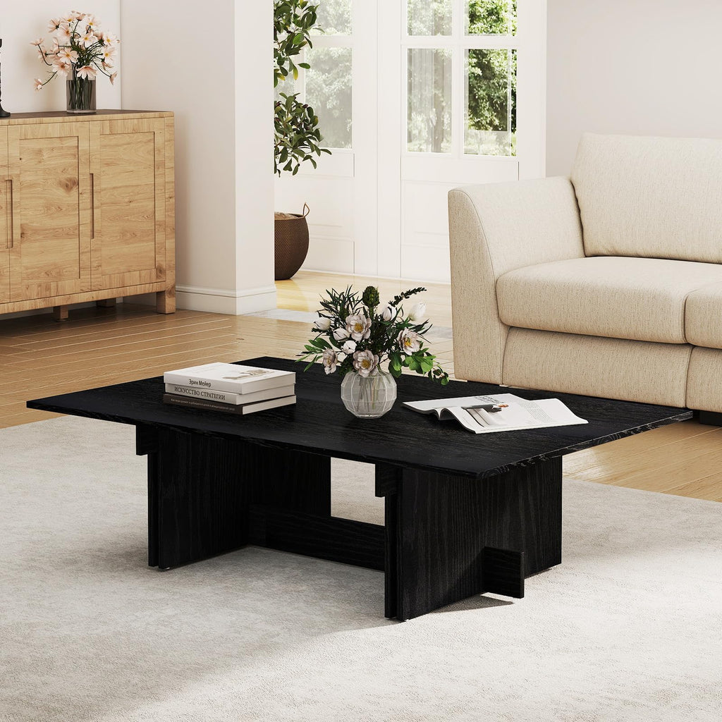 48" Rustic Wood Coffee Table with Geometric Base S842338