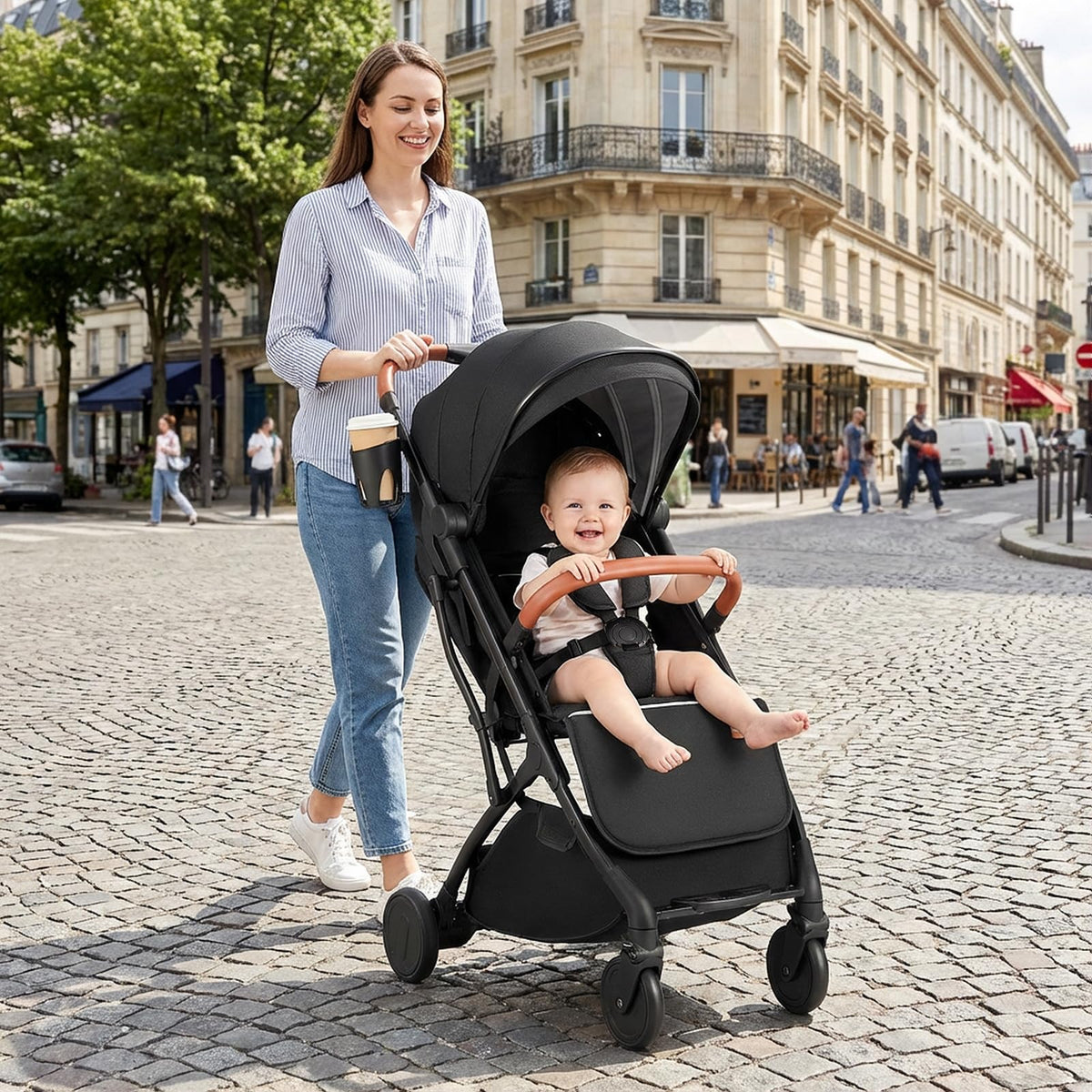 Lightweight Compact Stroller with One-Hand Fold and Canopy Y353258