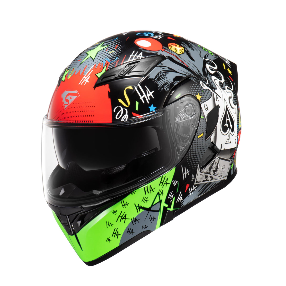 Motorcycle Dual Visor Flip up Modular Full Face Helmet K7098