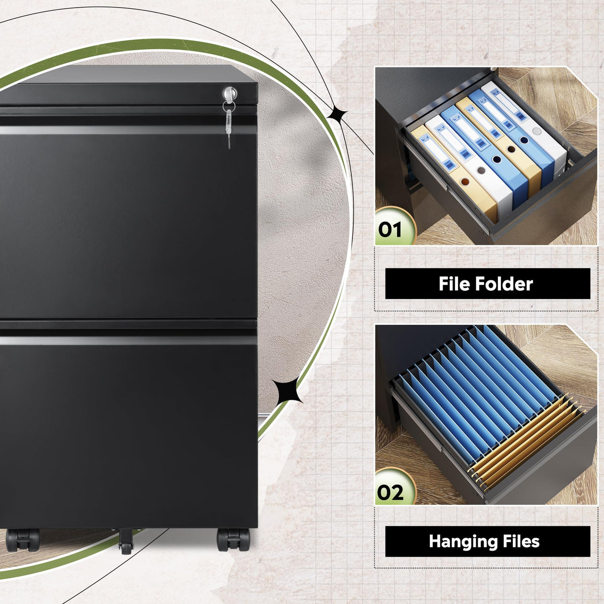 2 Drawer Metal File Cabinet G1494