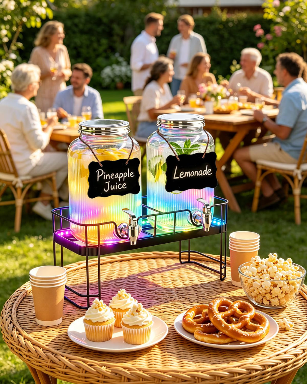 2 Pack 1 Gallon Glass Drink Dispensers with Stand M5868