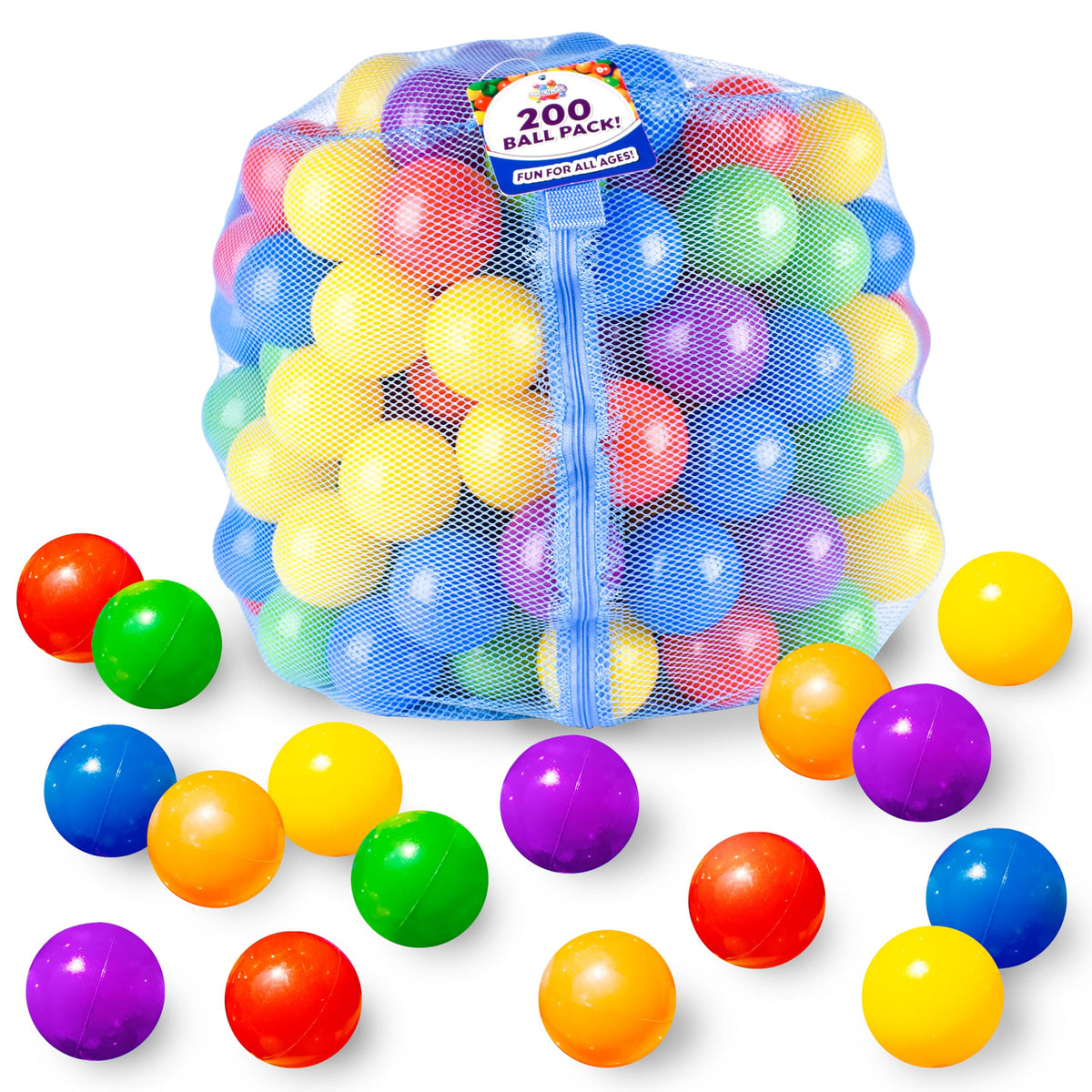 200 Premium Crush-Resistant Play Balls with Zippered Storage Bag A2850