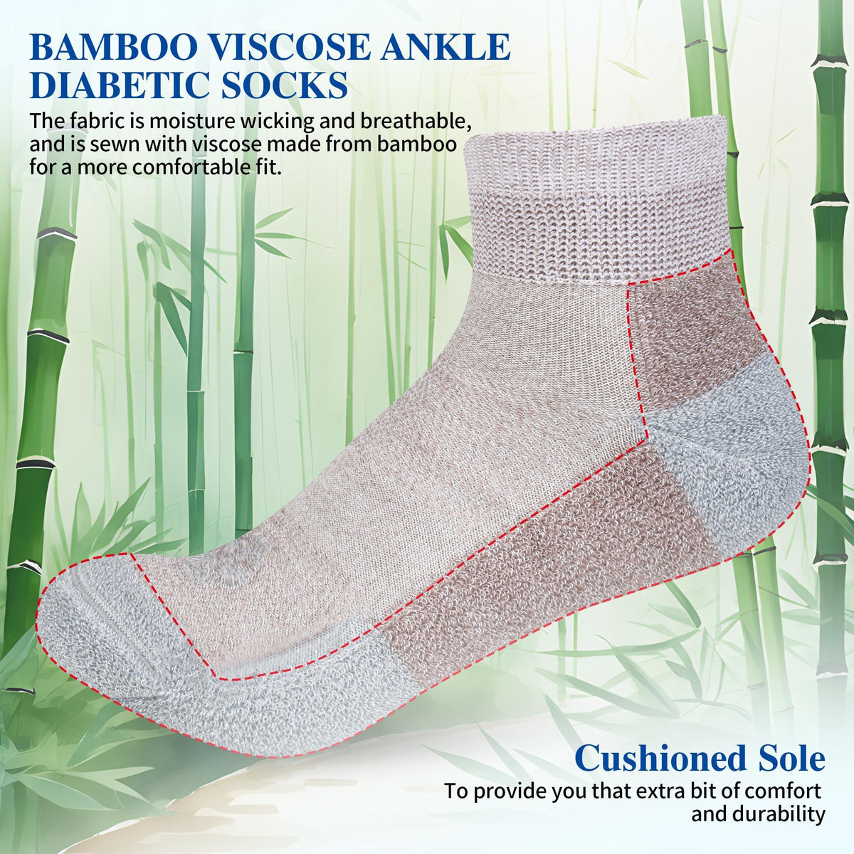 Diabetic Socks for Men, 10 Pairs Ankle & Low Cut Size 9-15 V1035