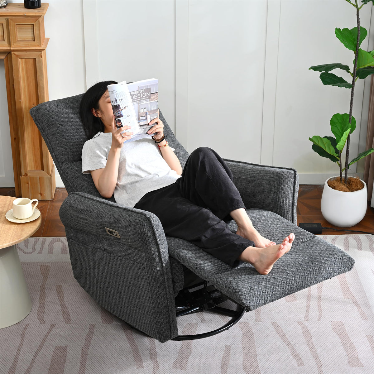 Power Swivel Rocker Recliner Chair Dark Gray A485