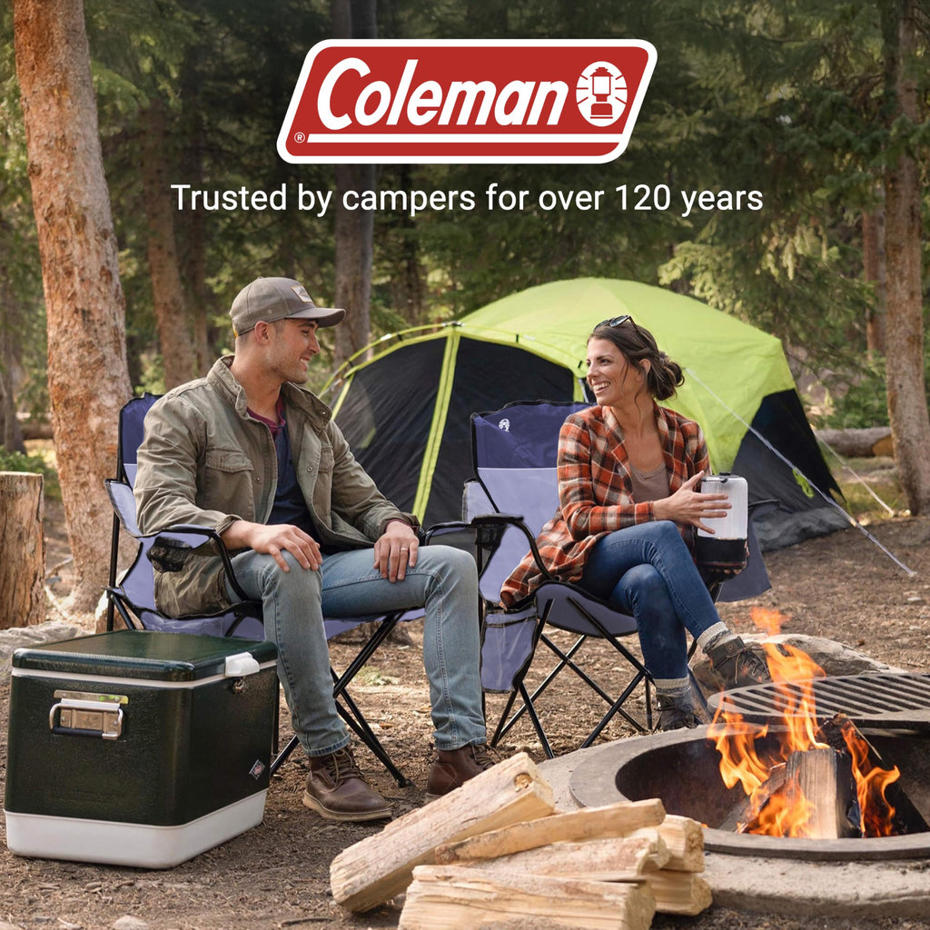 Portable Camping Chair with 4-Can Cooler, Cushioned Seat, Side Pockets & Cup Holder, Carry Bag W896971