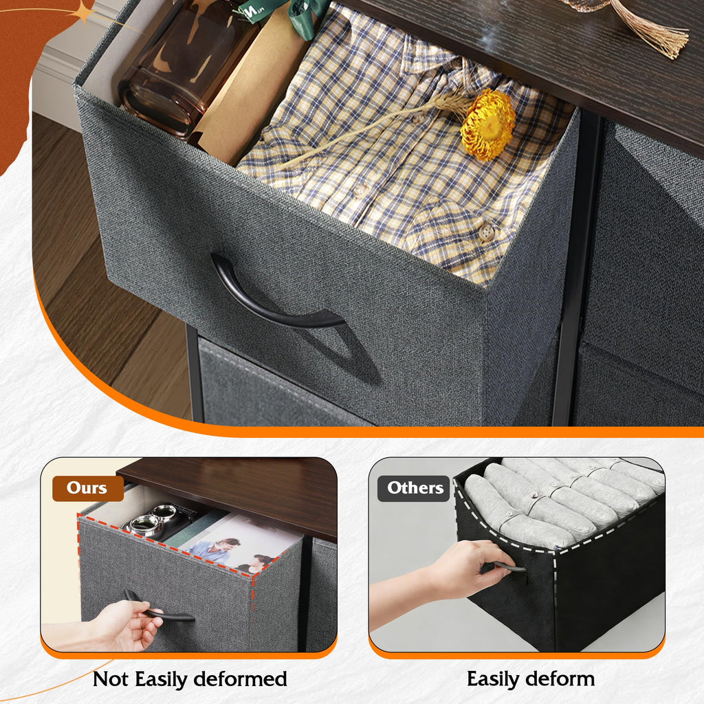 Wide 5 Drawer Dresser Dark Grey G397