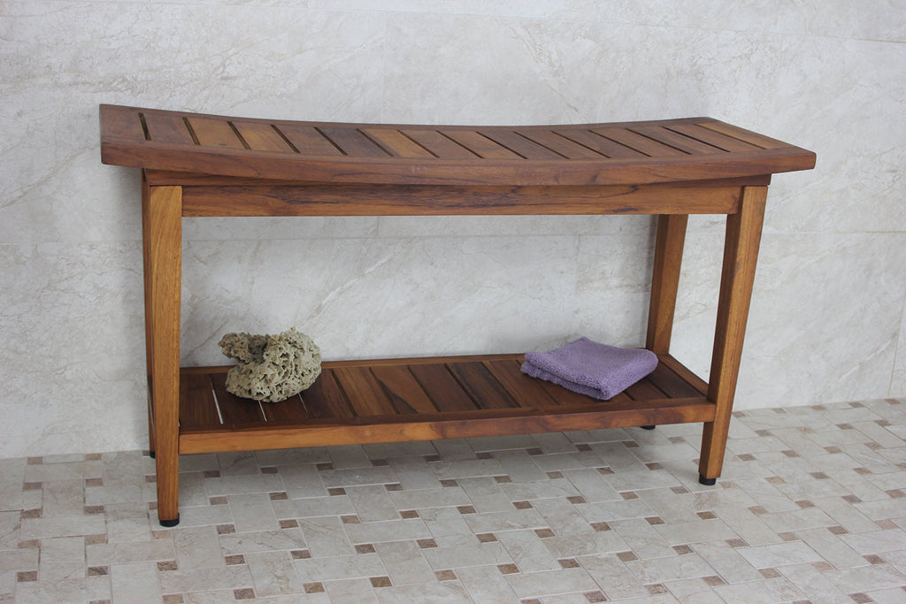 36" Teak Shower Bench with Shelf I86616