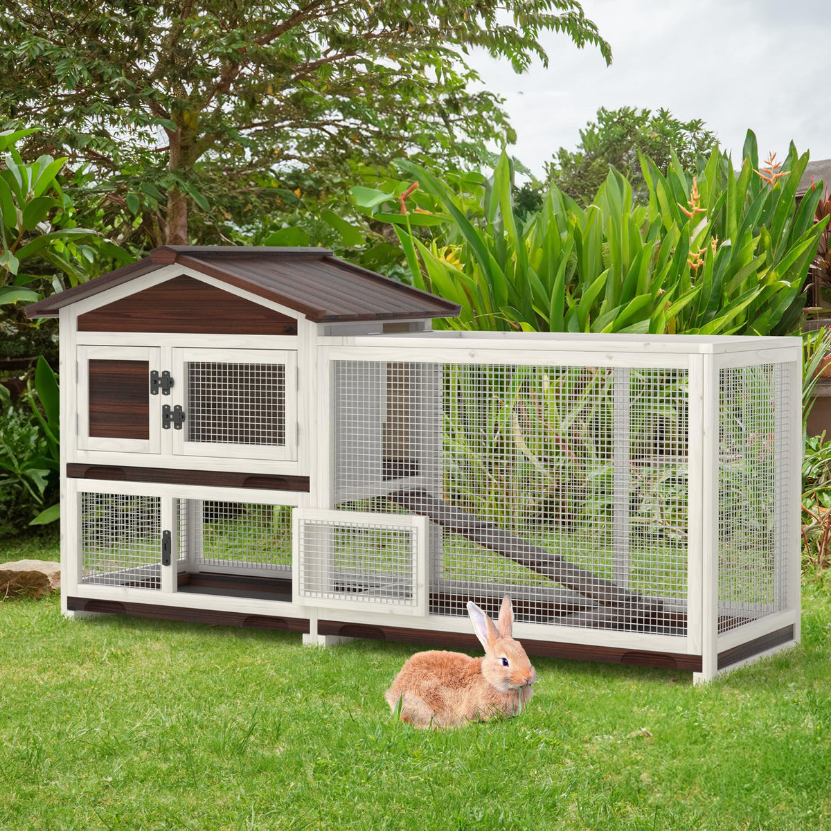 60" Wooden Rabbit Hutch I624