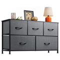 Wide 5 Drawer Dresser Dark Grey G397